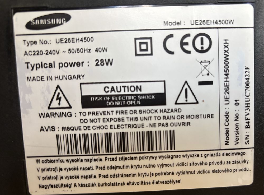 Telewizor Samsung UE26EH4500W 26cali