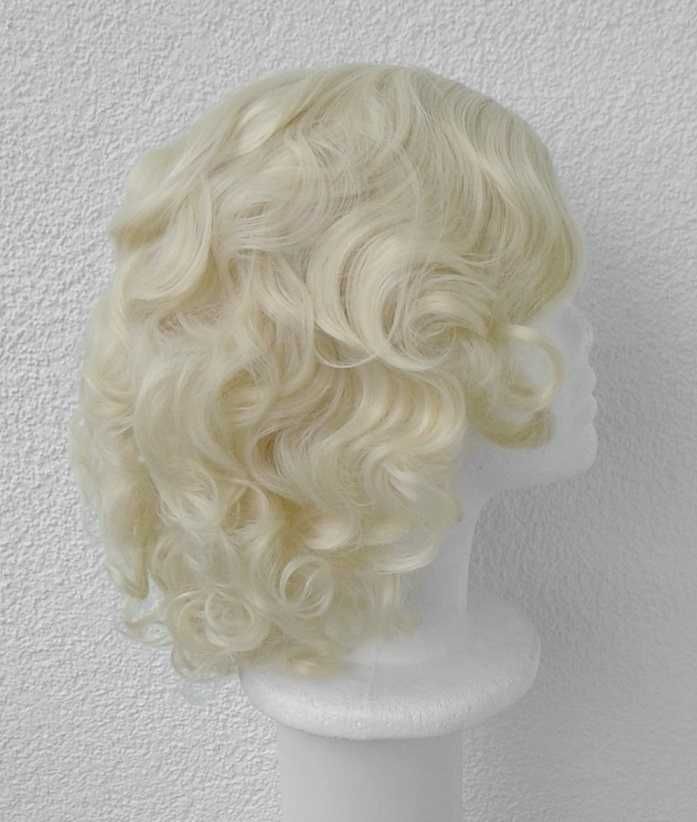 Krótka blond lokowana peruka z przedziałkiem Marilyn Monroe cosplay