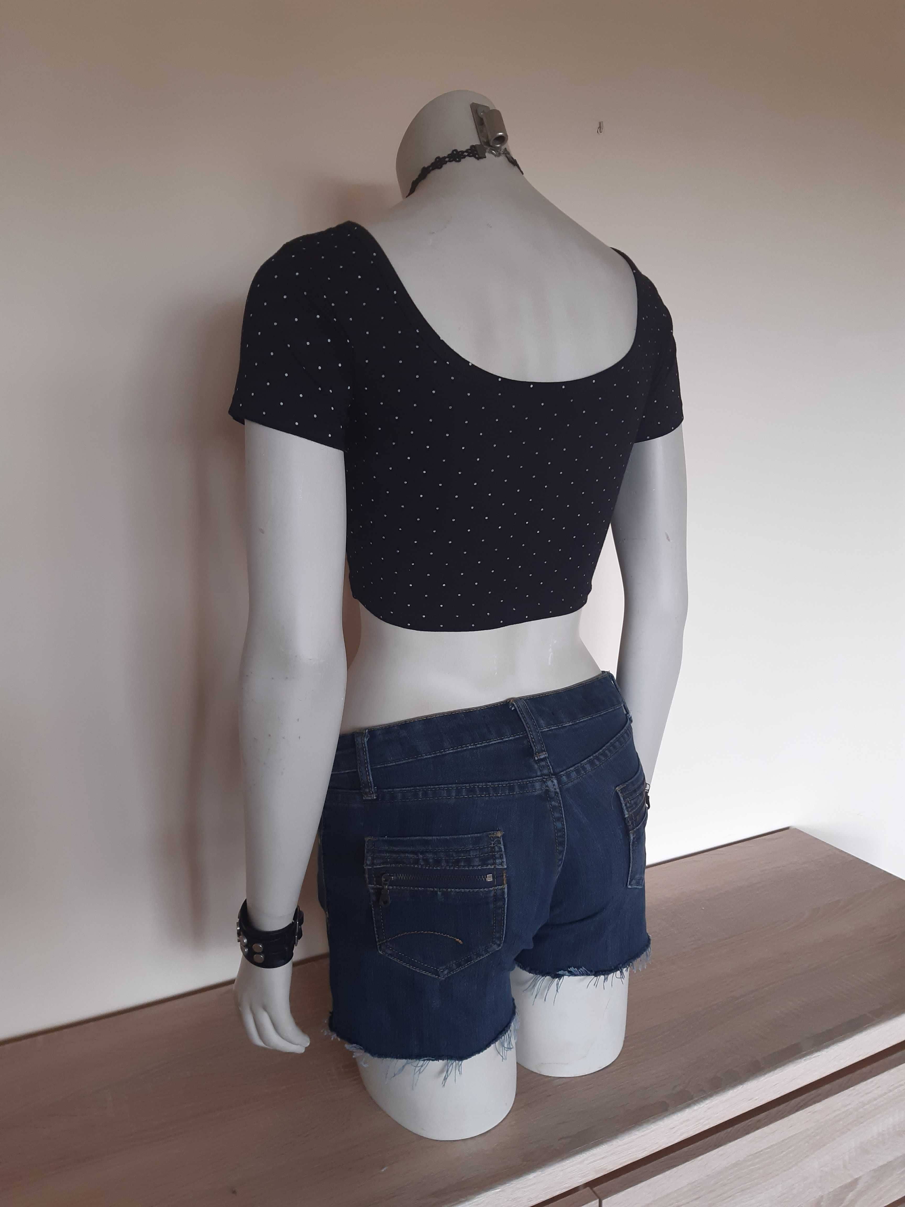 Crop Top czarny groszki XS/S