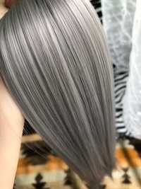 Włosy clip in 60 cm jasno szare