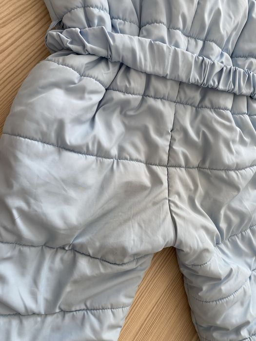 Зимний голубой комбинезон с мехом на 2 года