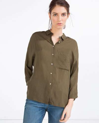 Camisa verde zara nova com etiqueta