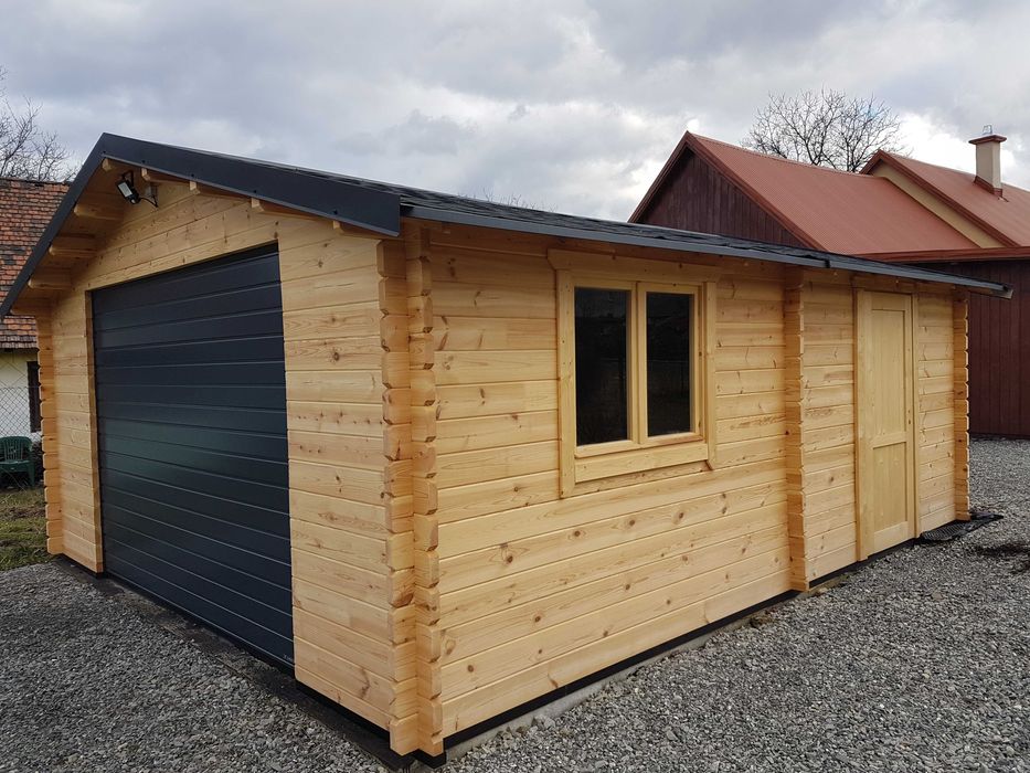 Garaż drewniany domek gosp od19,8m2 ściana z litego drewna gr od 44mm