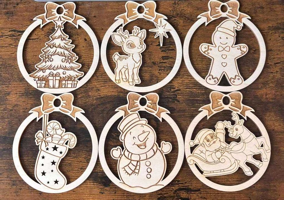 Ozdoby świąteczne,sklejka,Drewniane bombki