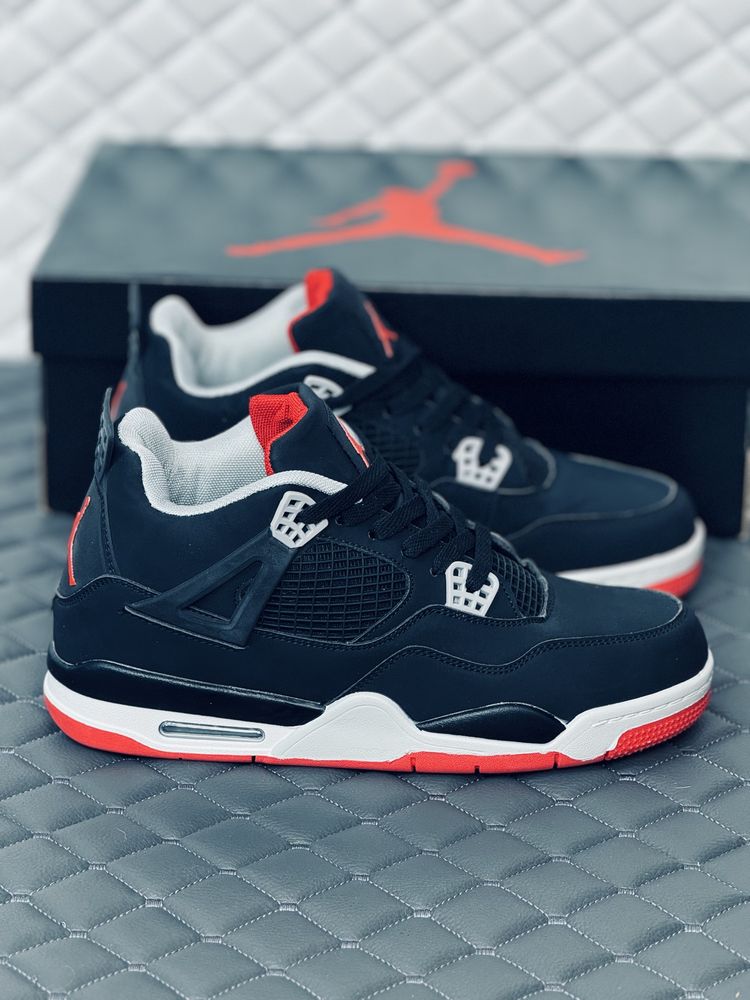 Кроссовки мужские Nike Retro Jordan 4 black red кросовки Найк Джордан