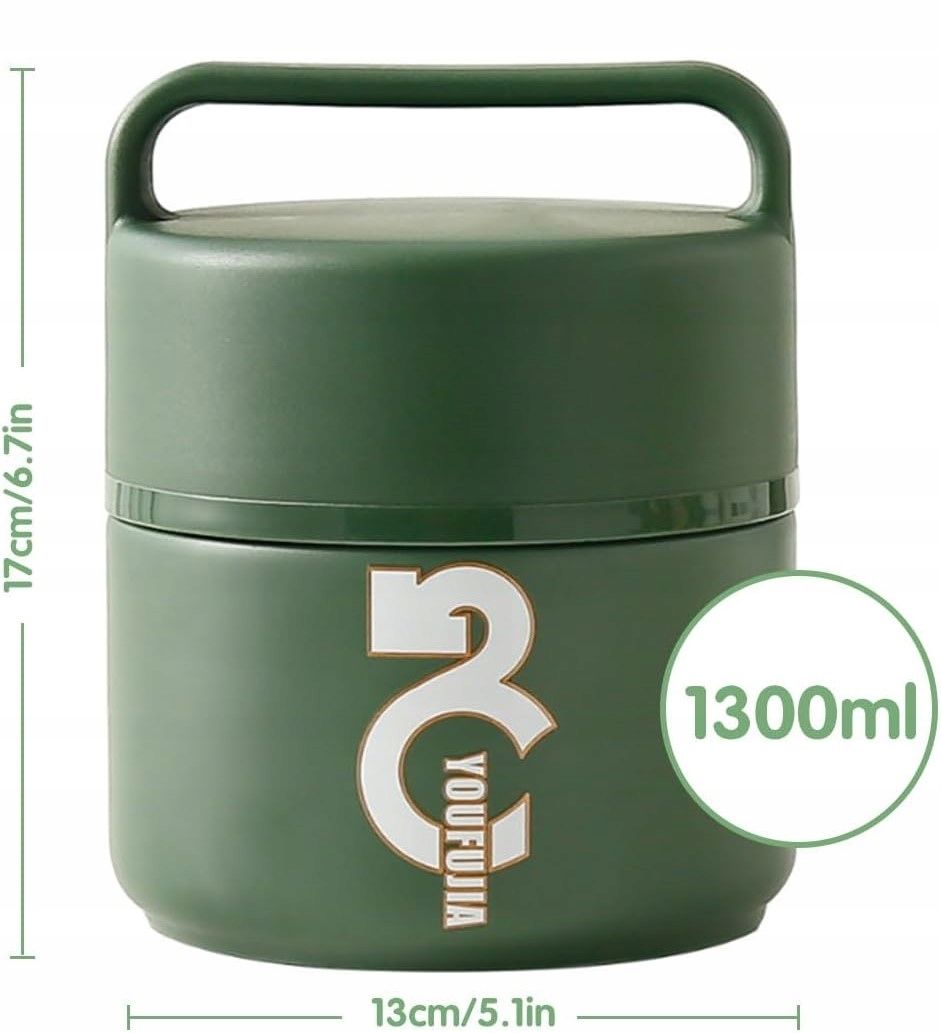 minghaoyuan pojemnik termiczny na jedzenie, 1300 ml, termos ze stali