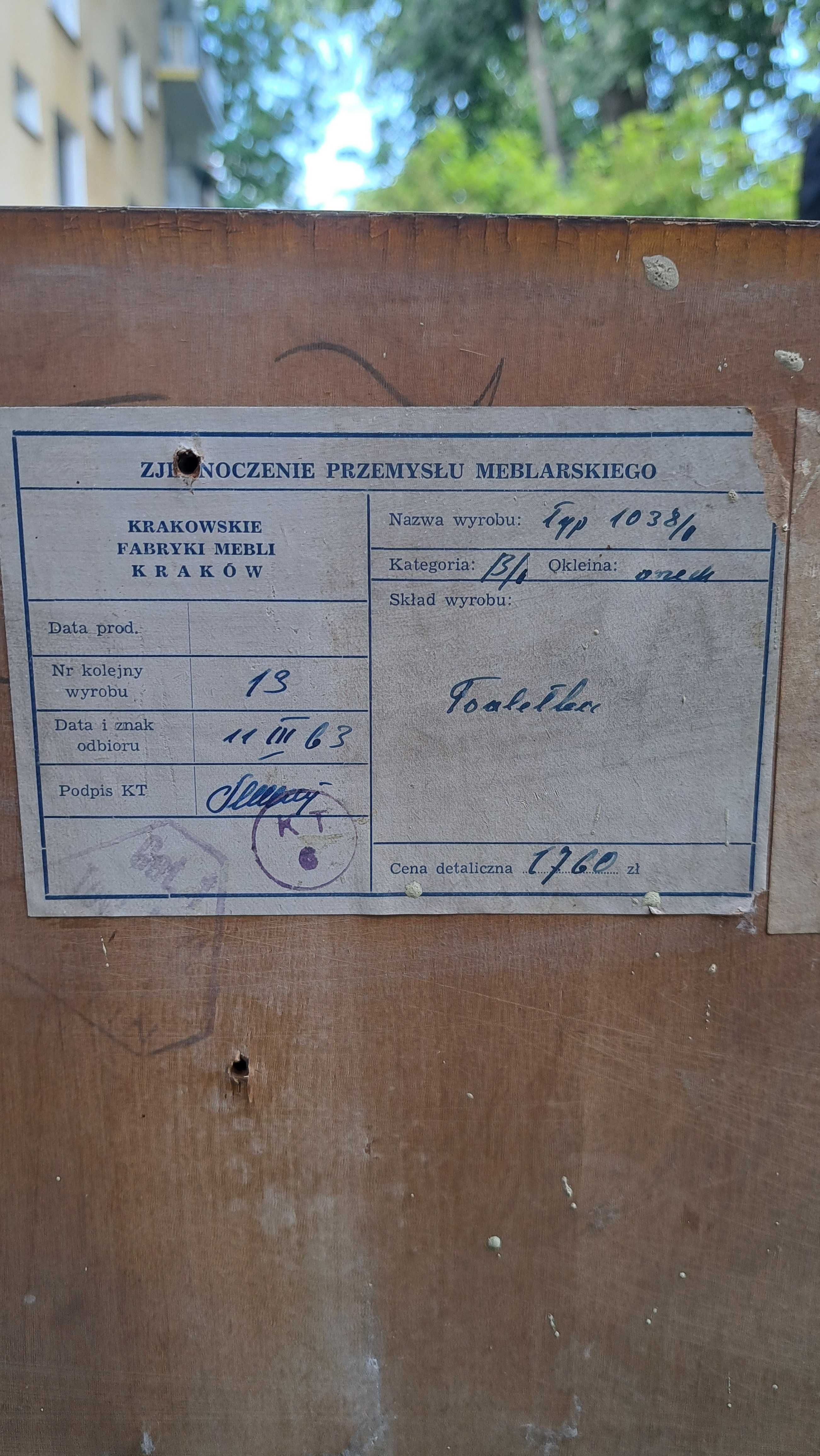 Toaletka PRL typ 1038 Krakowskie Fabryki Mebli