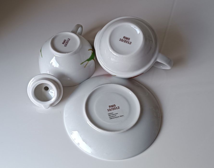 Zestaw do herbaty 2w1 biała porcelana dzbanek filiżanka spodek wieczko