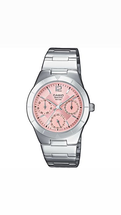 Zegarek damski Casio LTP-2069D-4AVEG nowy, stalowy, różowa tarcza