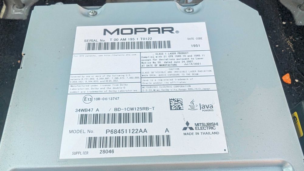 Chrysler Pacifica Blu-Ray DVD