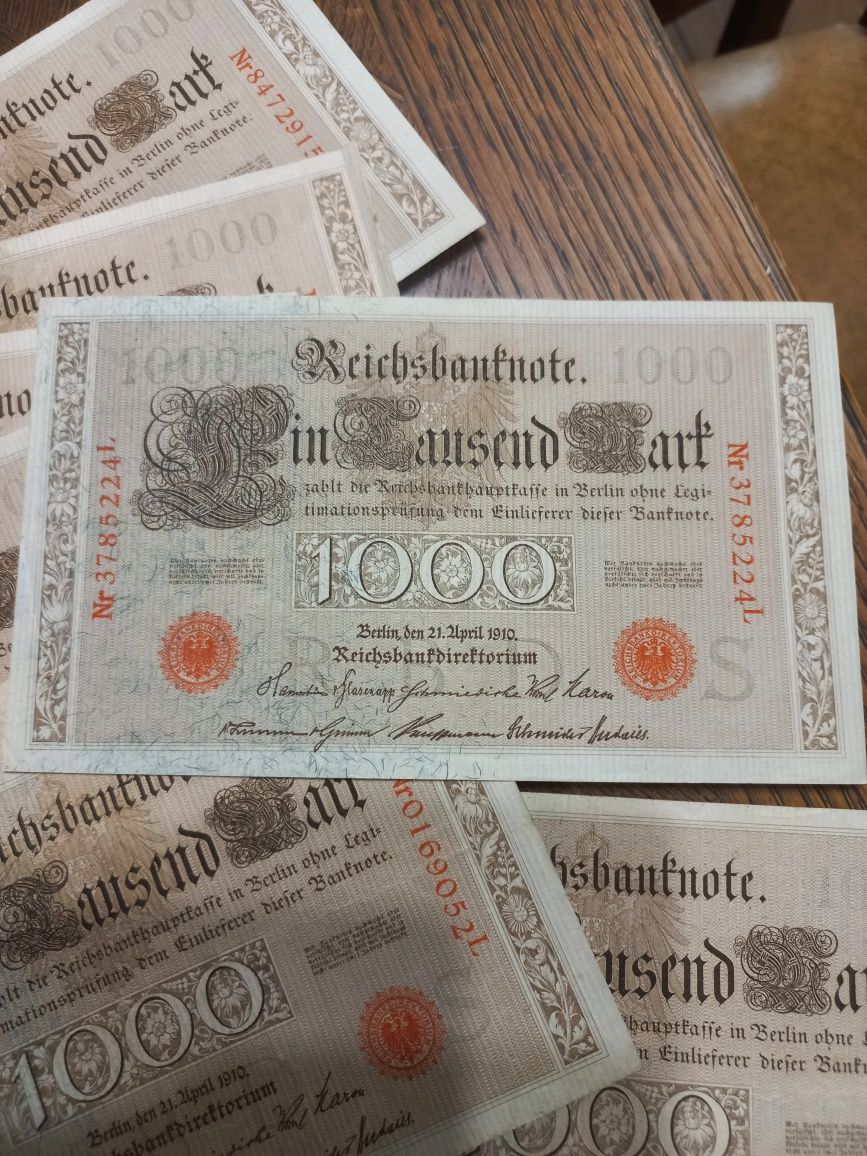 Niemcy  - zestaw 10 banknotów 1000 marek z 1910 r.