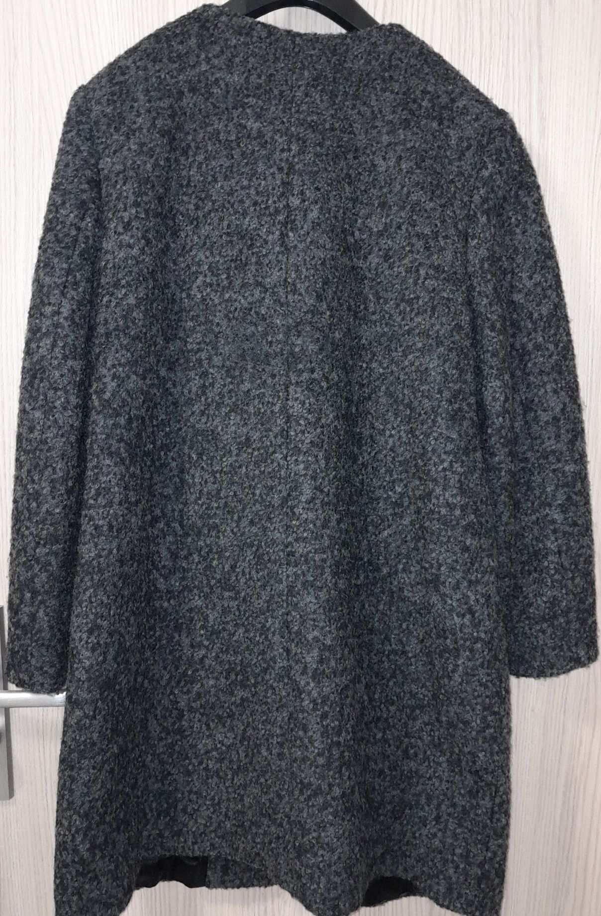 Płaszcz Bialcon Rabarbar zimowy ciepły boucle wełna grafit 44 XL  XXL