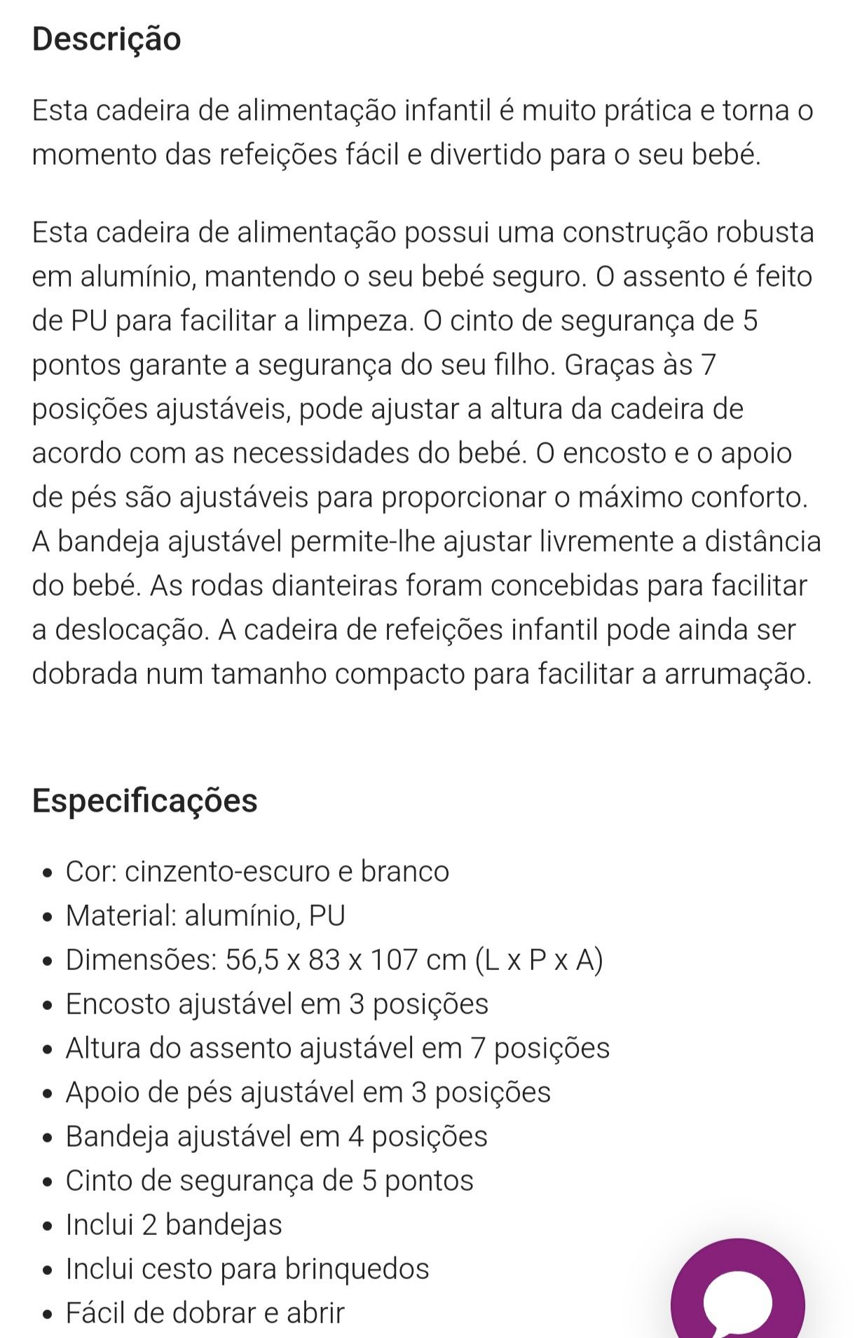 Cadeira refeição