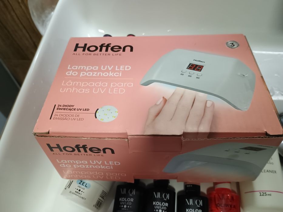 Zestaw do manicure hybrydowego lampa lakiery bazy top
