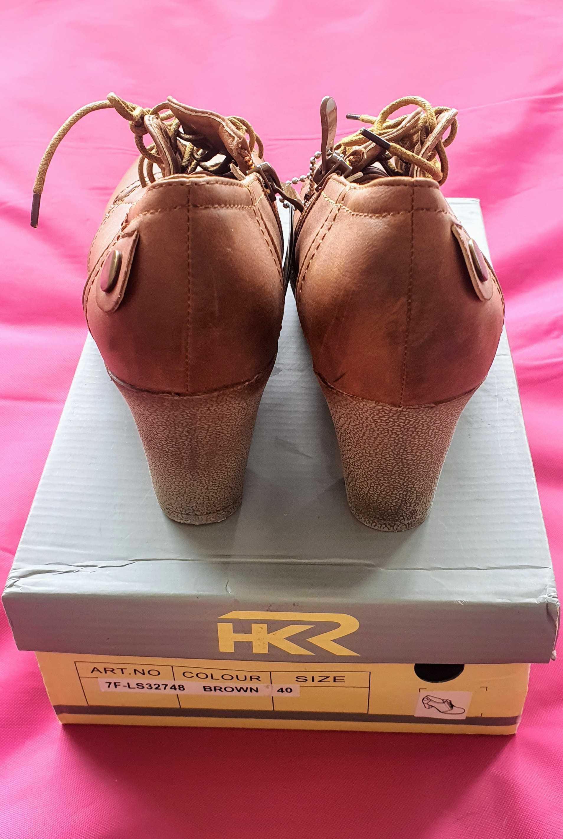 HKR lady's buty botki obcas skóra jesień zima wiosna