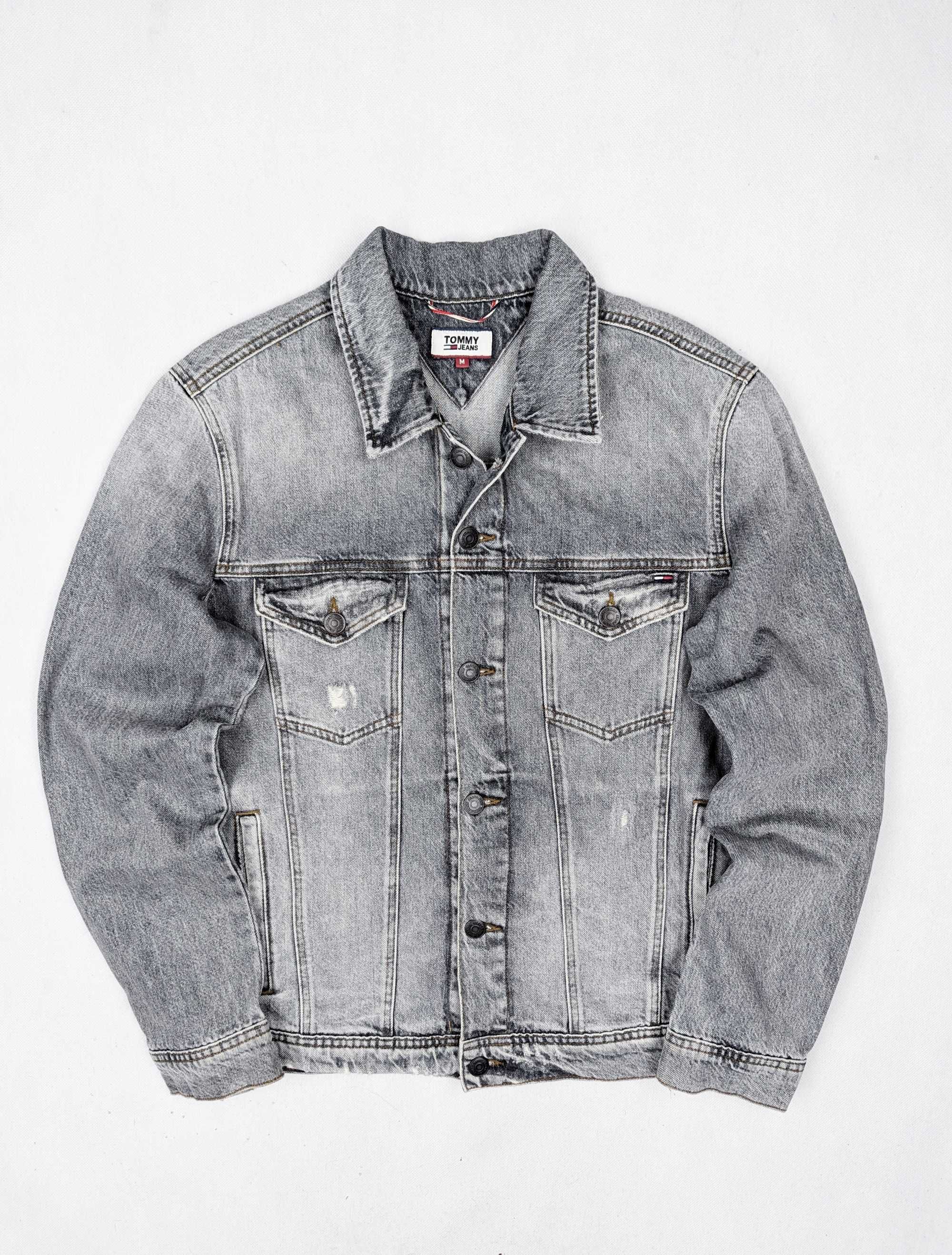 Tommy Hilfiger szara kurtka jeansowa katana M logo