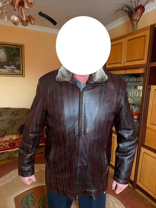 Зимова тепла  чоловіча шкіряна куртка