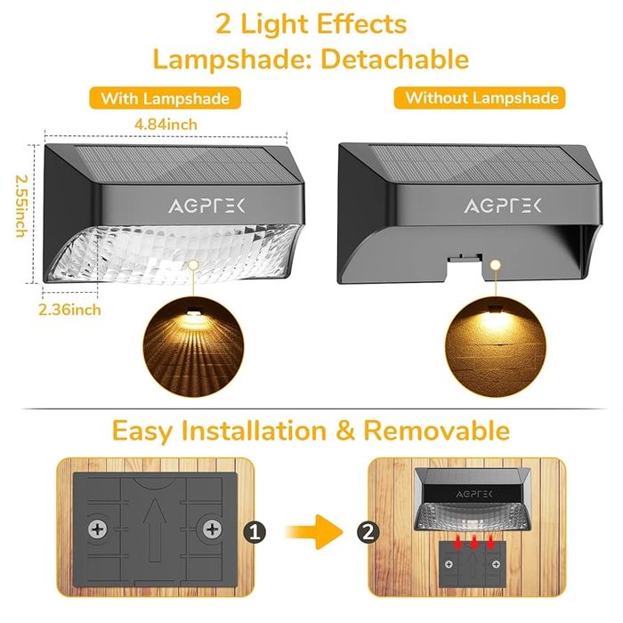 AGPTEK 4 x solarne lampy ogrodzeniowe do ogrodu zewnętrznego