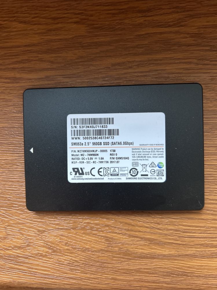 SSD Samsung SM863a 960GB 2.5" SATA III MLC MZ7KM960HMJP