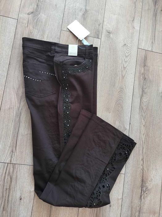 Lafei Nier spodnie damskie 42 gipiura elastyczne dzwony efektownepas92