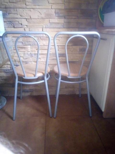 Krzesła kuchenne drewno metal 2 sztuki