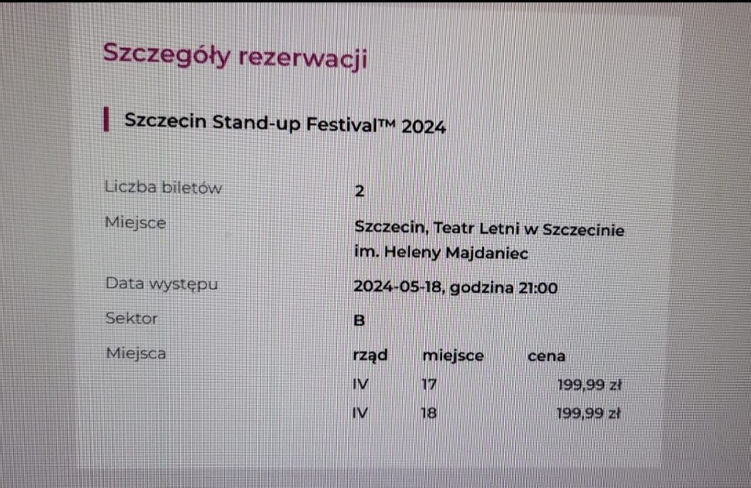 Odsprzedam dwa bilety na stand-up