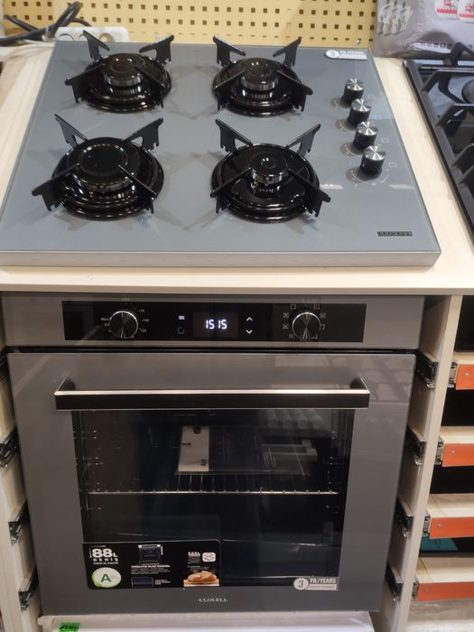 Варочная газовая поверхность+духовой электрический шкаф LUXELL Графит