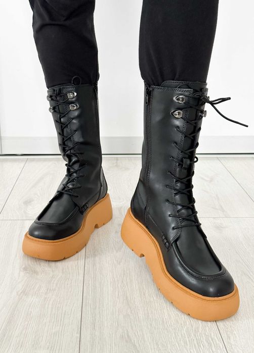 Чоботи з високою халявою та платформою mango жіночі трендові