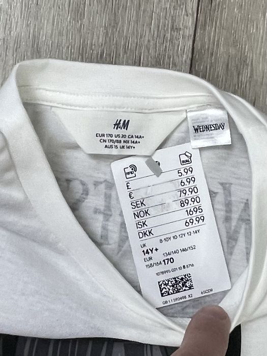 H&M Wednesday футболка S-M белая с принтом новая Уэнсдей