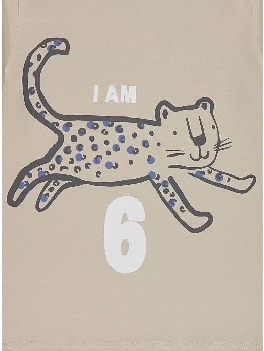 George t-shirt dziecięcy beż kot r.116/122