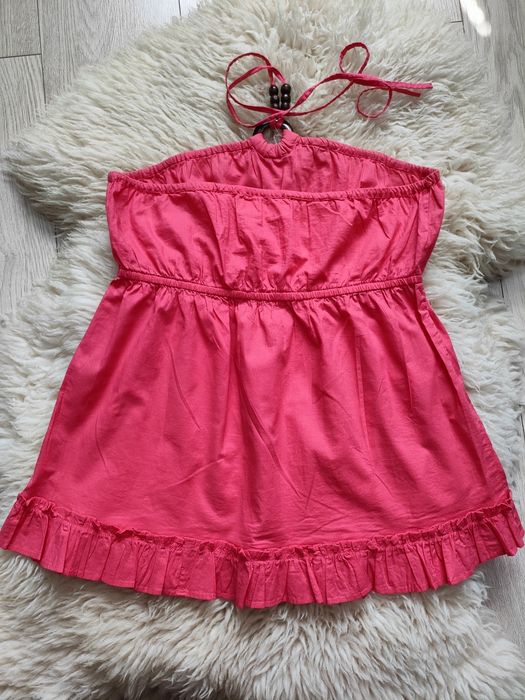 Różowa bluzka wiązana na szyję, r. L