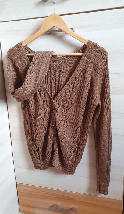 Krótki rozpinany kardigan sweterek ażurowy An'ge