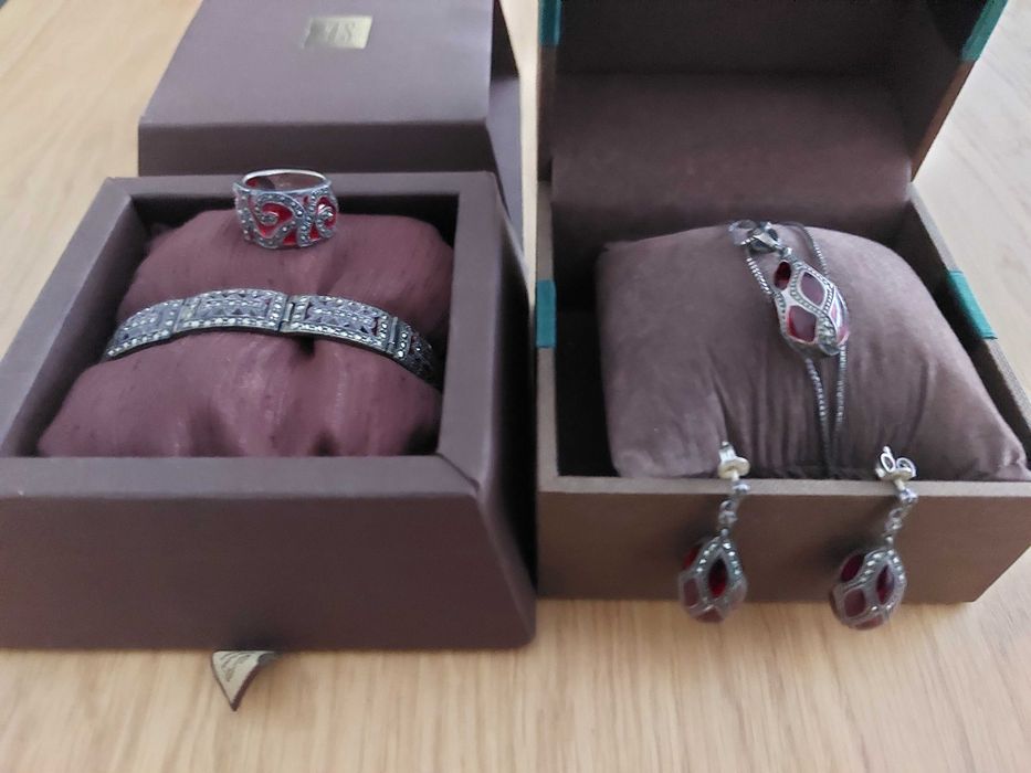 Oryginalna srebrna biżuteria z markazytami, próba 925.