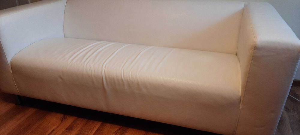 Kanapa sofa Ikea biała skóra