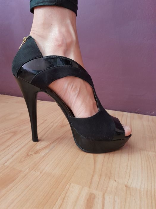 Buty szpilki sandały na obcasie czarne 38 new look