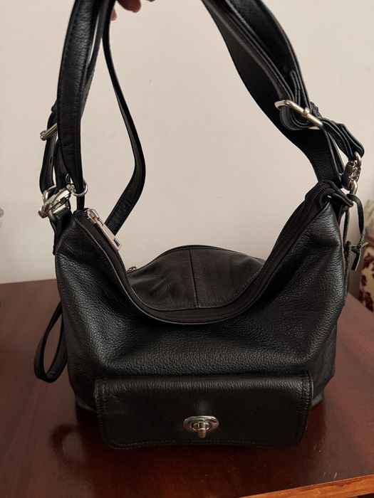 Сумка чорна шкіряна