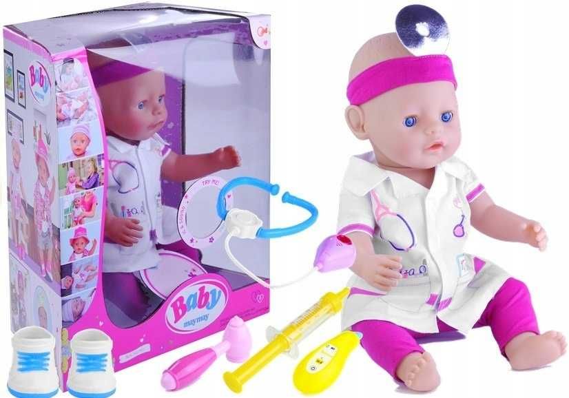 Duża lalka bobas lekarz mówi je pije + akcesoria 3014
