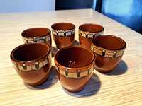Piękny komplet 6 szt kubków ceramicznych OKRES PRL ręcznie malowany