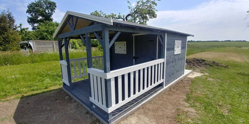 Domek narzędziowy, domek z tarasem na działke 3x3, taras 3x2, montaż