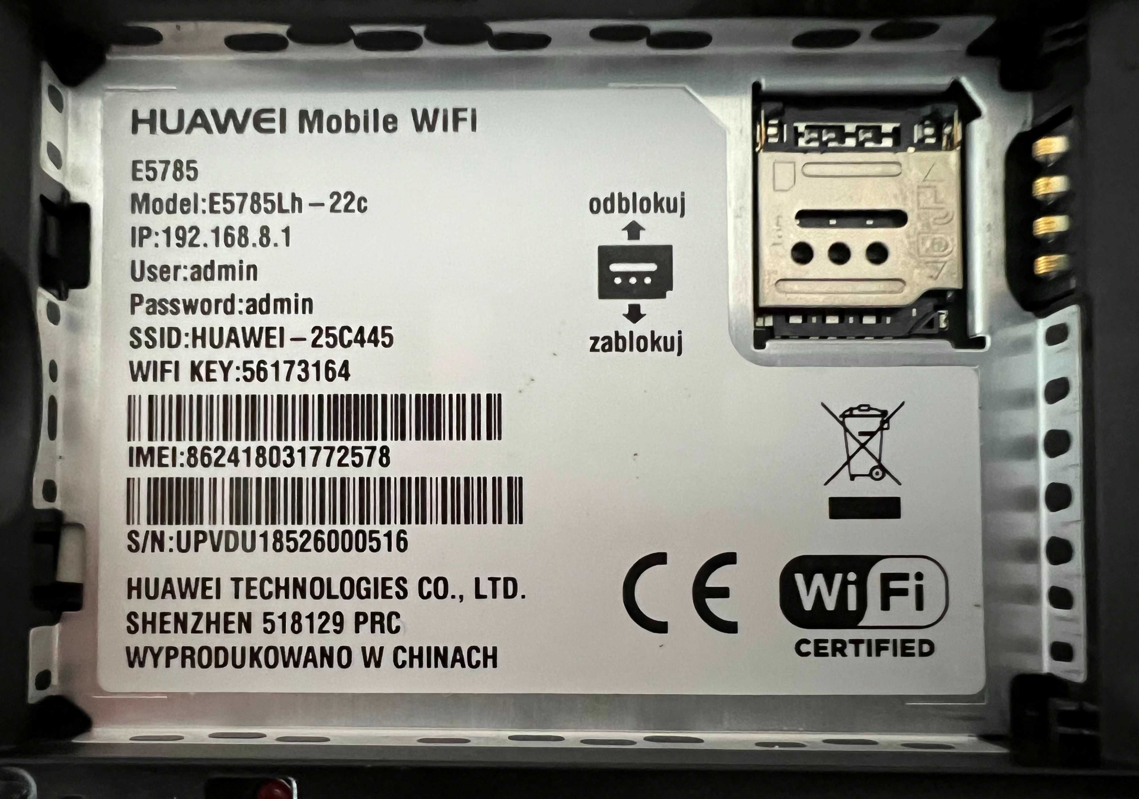 Router mobilny HUAWEI E5785 LTE 300MbS. na kartę sim