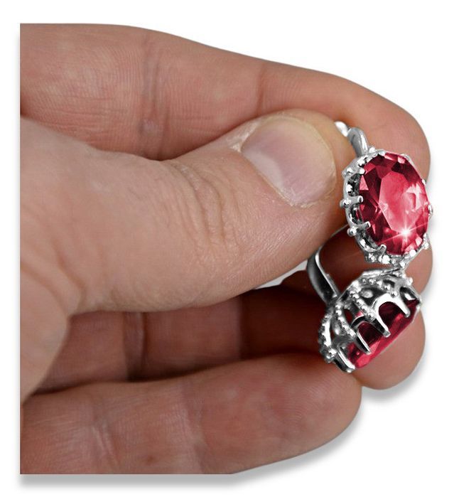 Vintage  srebrne kolczyki 925 z rubin vec079s Vintage Poznań biżuteria