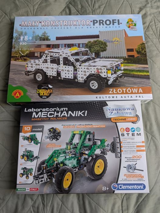 Klocki konstrukcyjne auta PRL złotówa + maszyny rolnicze