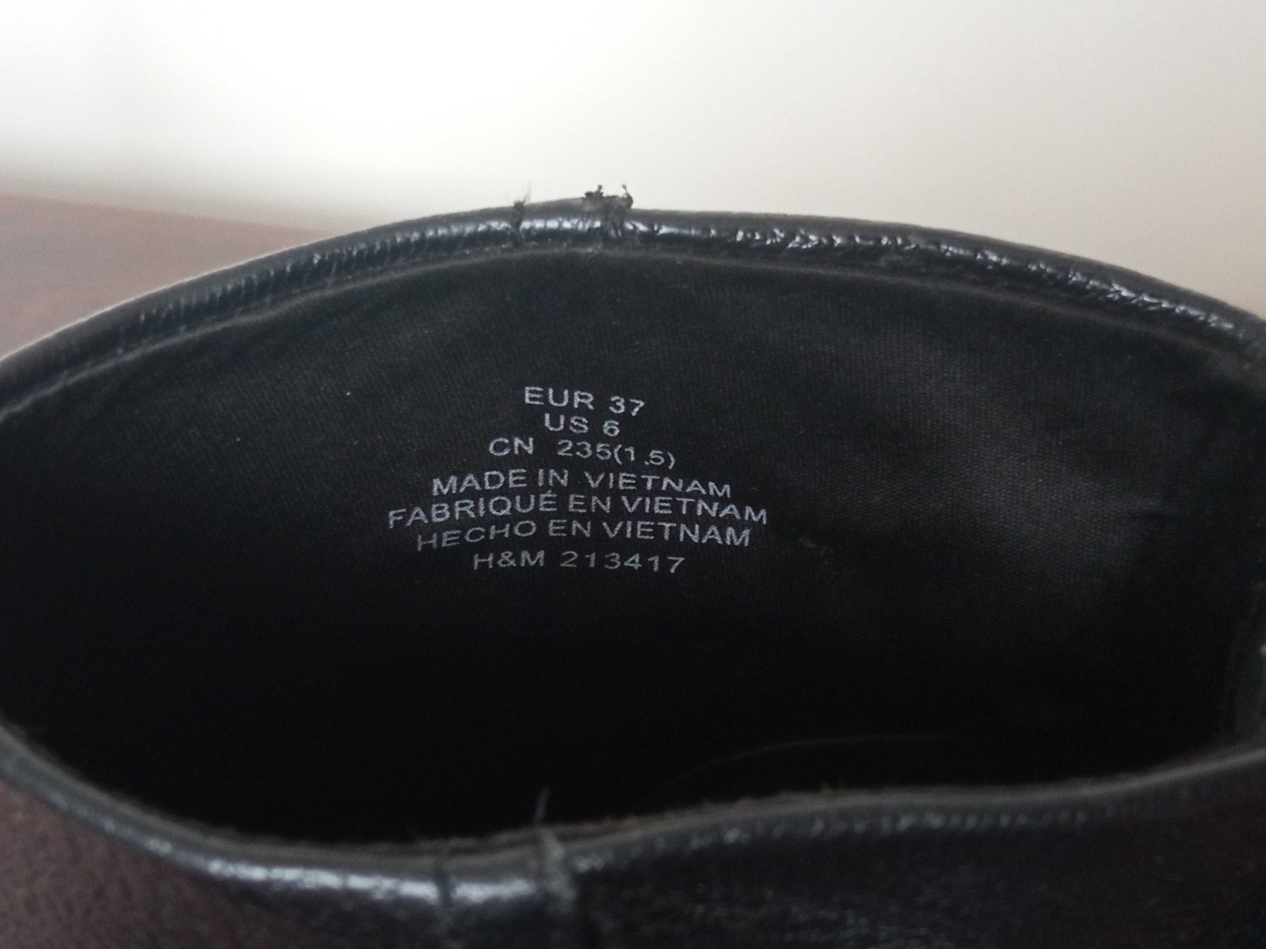 Buty damskie Botki na obcasie H&M czarne 37 wiosenne jesienne