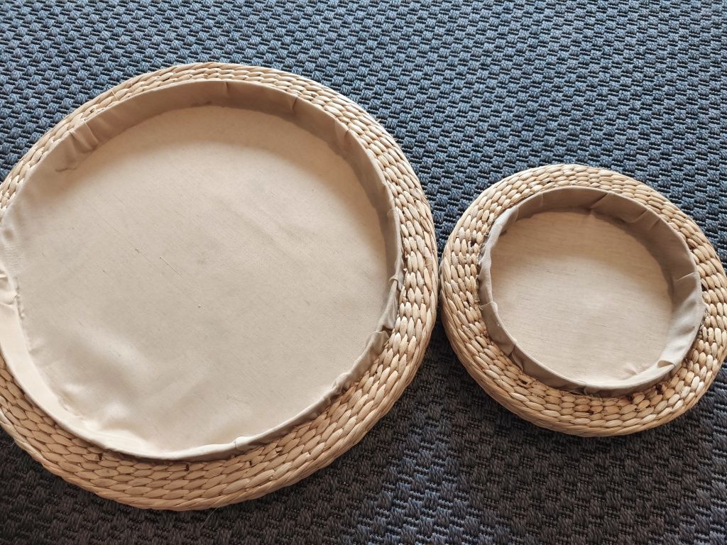 Conjunto 3 puff de arrumação em palhinha