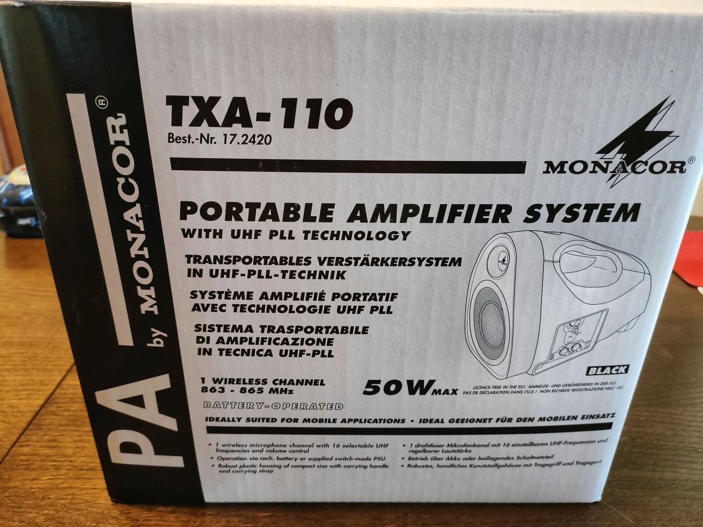 Głośnik przenośny Monacor TXA-110 + mikrofon TXA-100HT oraz TXA-100HSE