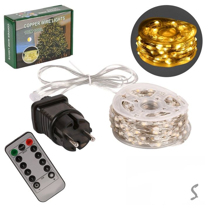 Гірлянда світлодіодна жовта "Роса" 100м. 1000led. на пульті (R33967-4)