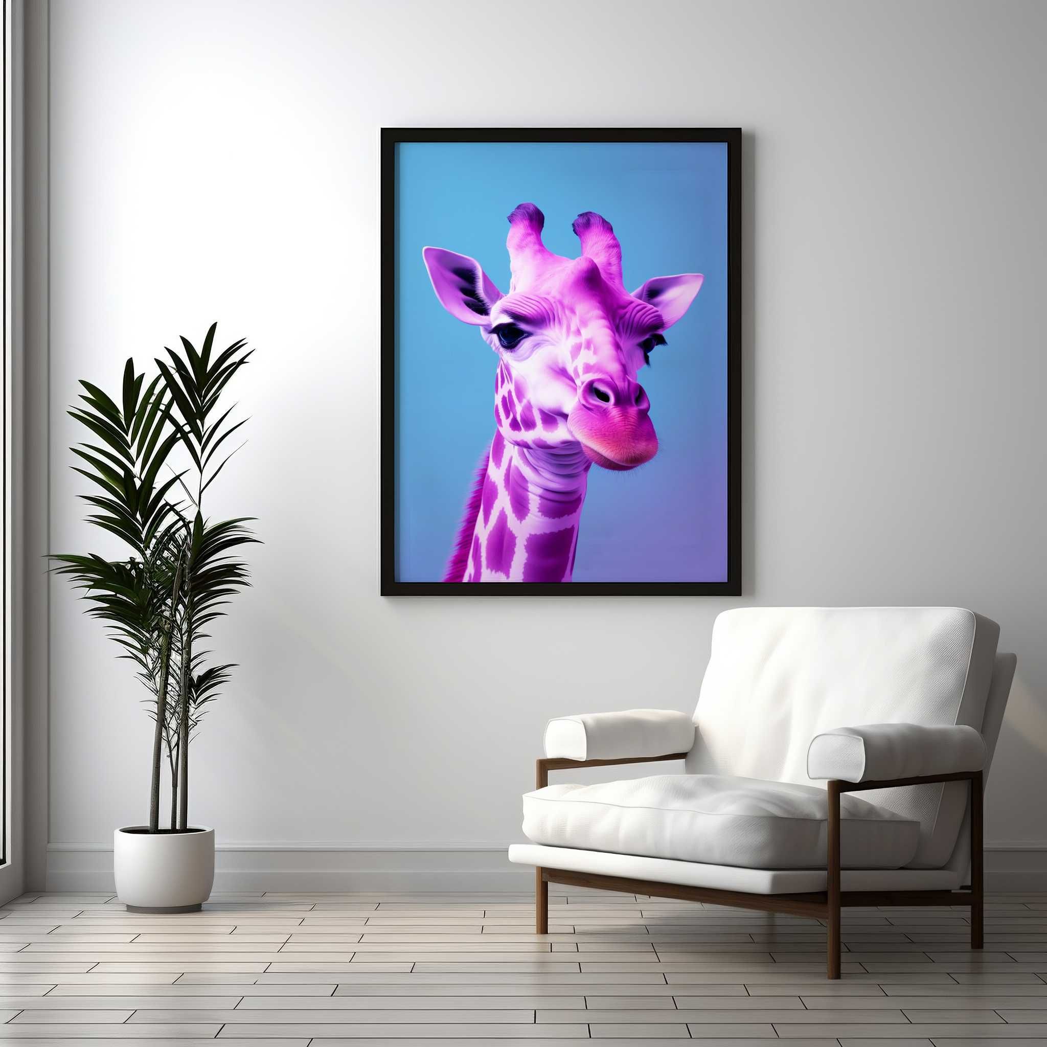 Plakat na Ścianę Obraz Neonowa Żyrafa Art 40x60 cm Premium