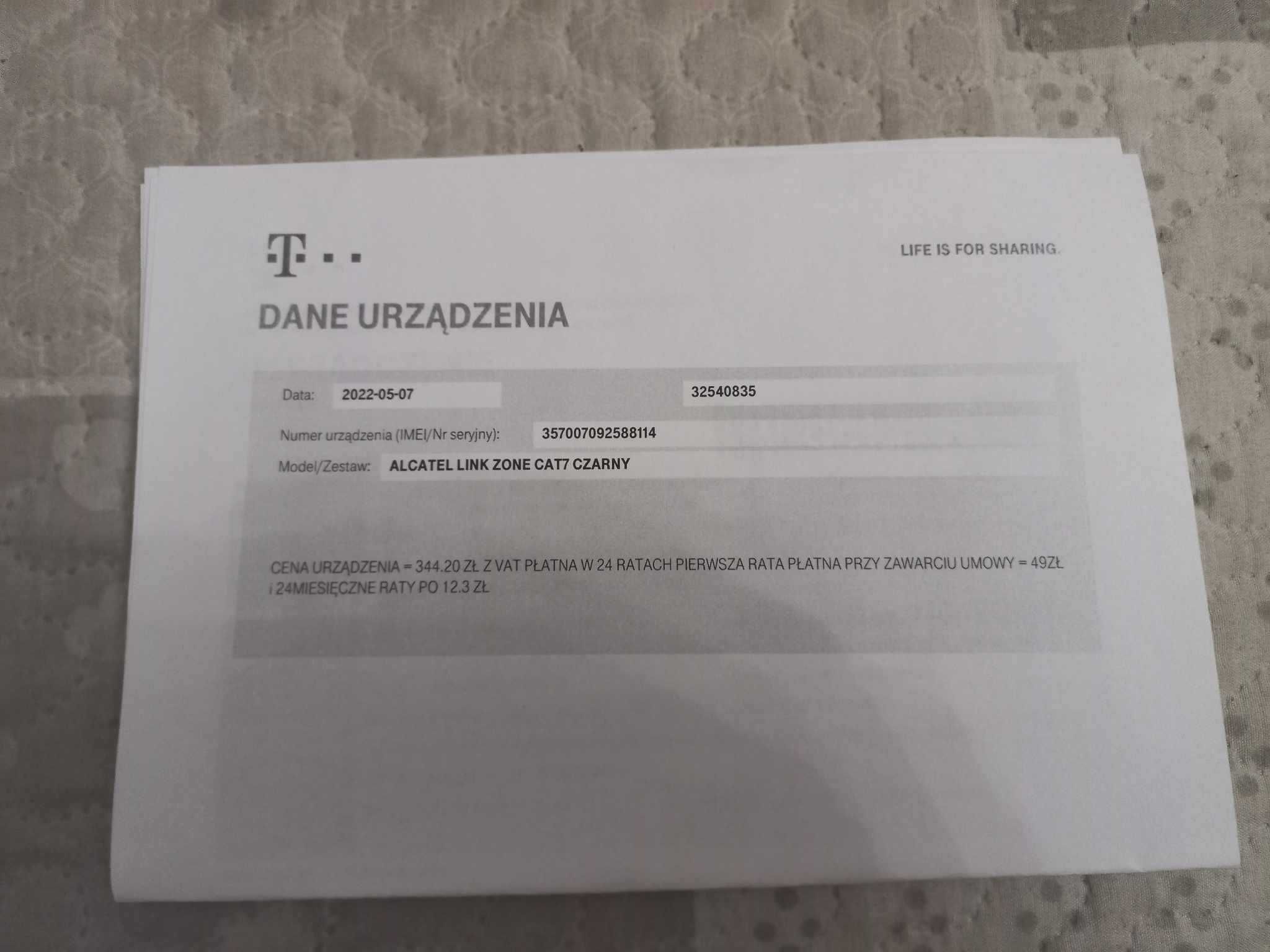 Przenośny modem Alcatel Link Zone 4G LTE Cat7 Mobile WiFi