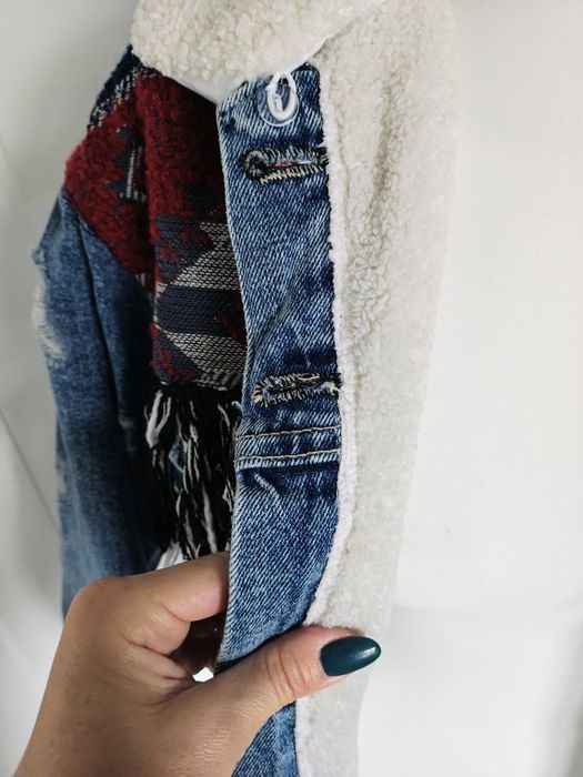 Nowa kurtka jeansowa Zara na baranku Aztecka XS-S