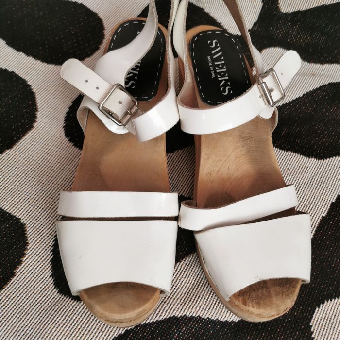 SWEEKS drewniaki skórzane białe r 38